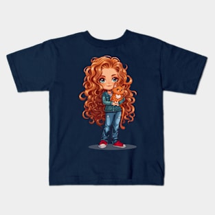 Ginger Girl Ginger Cat Kids T-Shirt